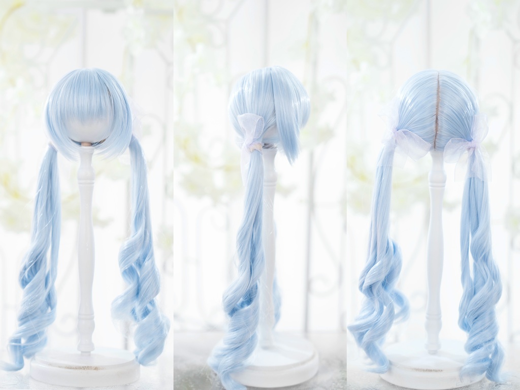 【8-9inch ドールウィッグ】ウェーブローツインテール 耐熱ウィッグ