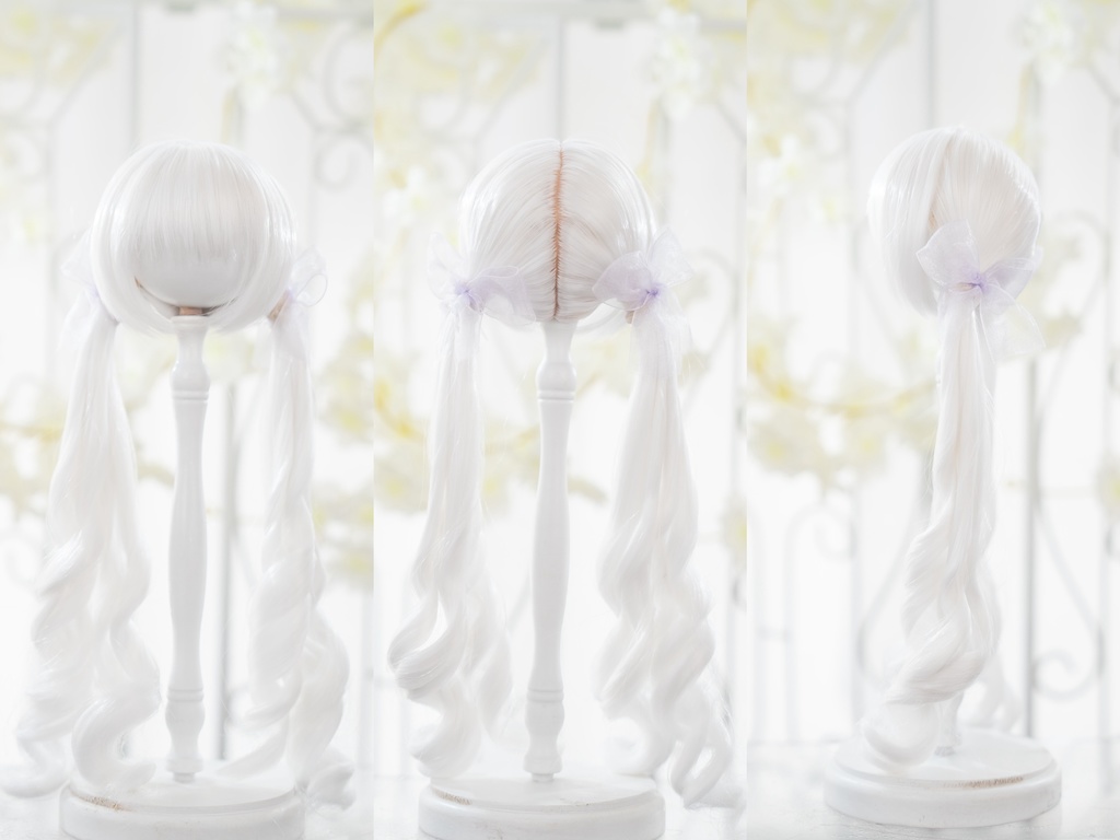 【8-9inch ドールウィッグ】ウェーブローツインテール 耐熱ウィッグ