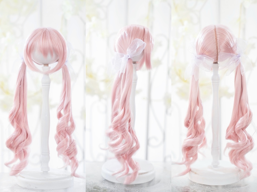 【8-9inch ドールウィッグ】ウェーブローツインテール 耐熱ウィッグ