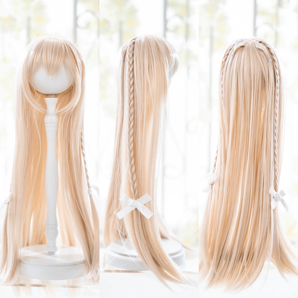 【8-9inch ドールウィッグ】着脱式ツインテールロング 耐熱ウィッグ