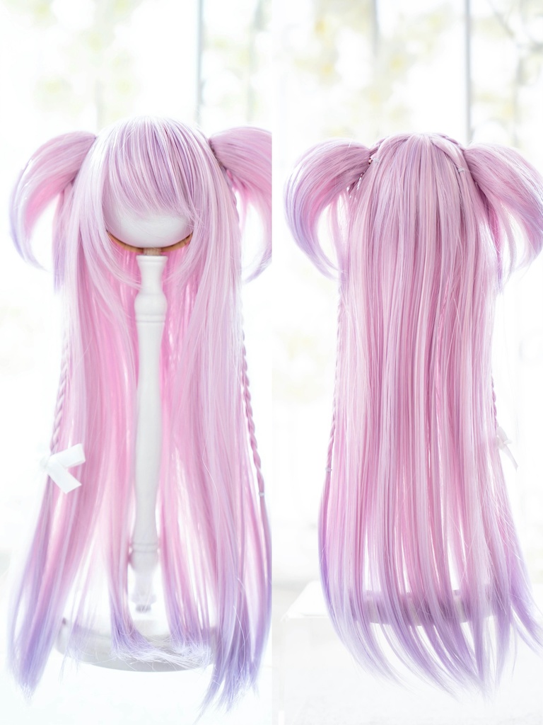 【8-9inch ドールウィッグ】着脱式ツインテールロング 耐熱ウィッグ