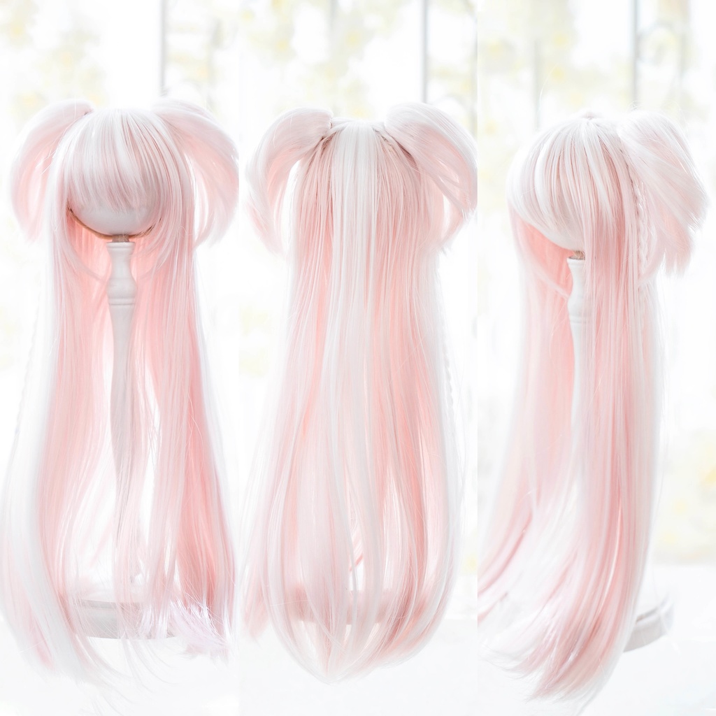 【8-9inch ドールウィッグ】着脱式ツインテールロング 耐熱ウィッグ