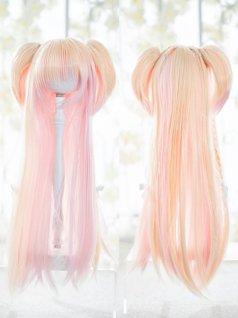【8-9inch ドールウィッグ】着脱式ツインテールロング 耐熱ウィッグ