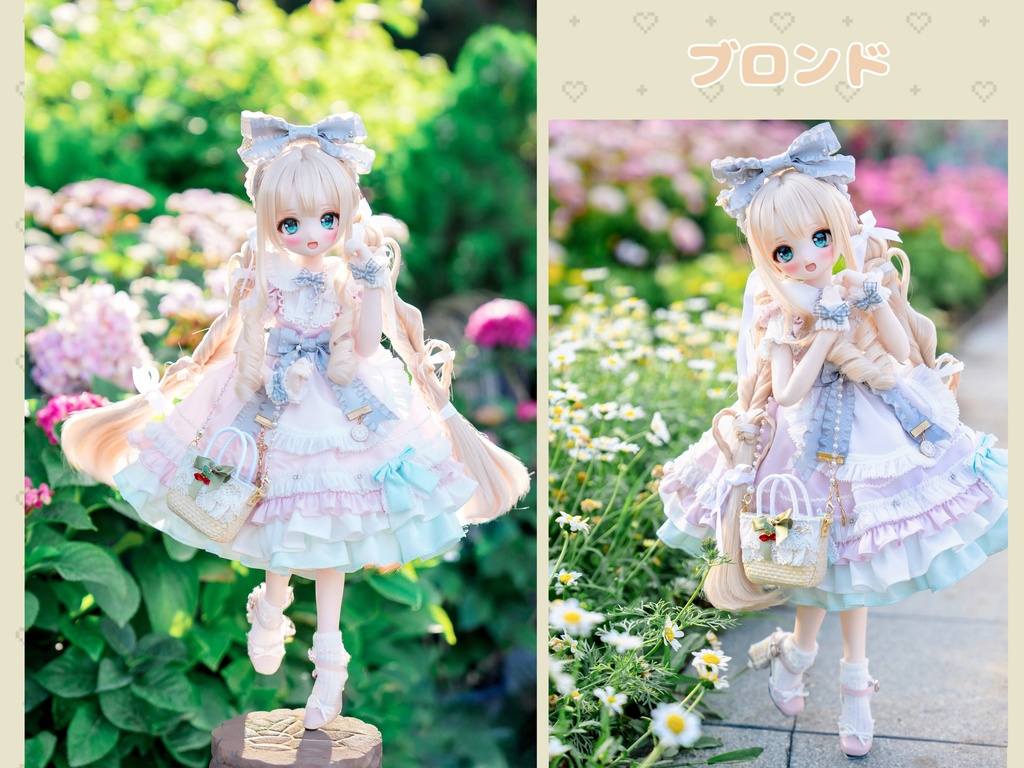 (8月通販会)*受注*【8-9inch 造形ウィッグ】「リボンまみれハートローツイン」