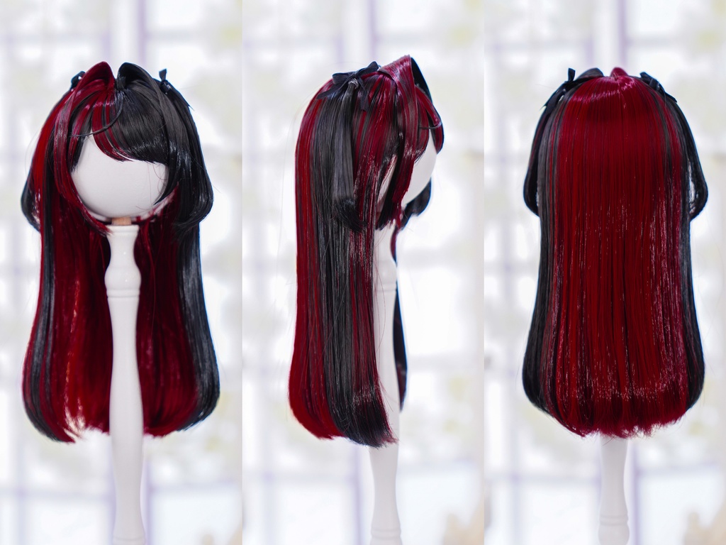 (9月通販会)【8-9inch 造形ウィッグ】「ツートーン斜めバングハーフツイン」