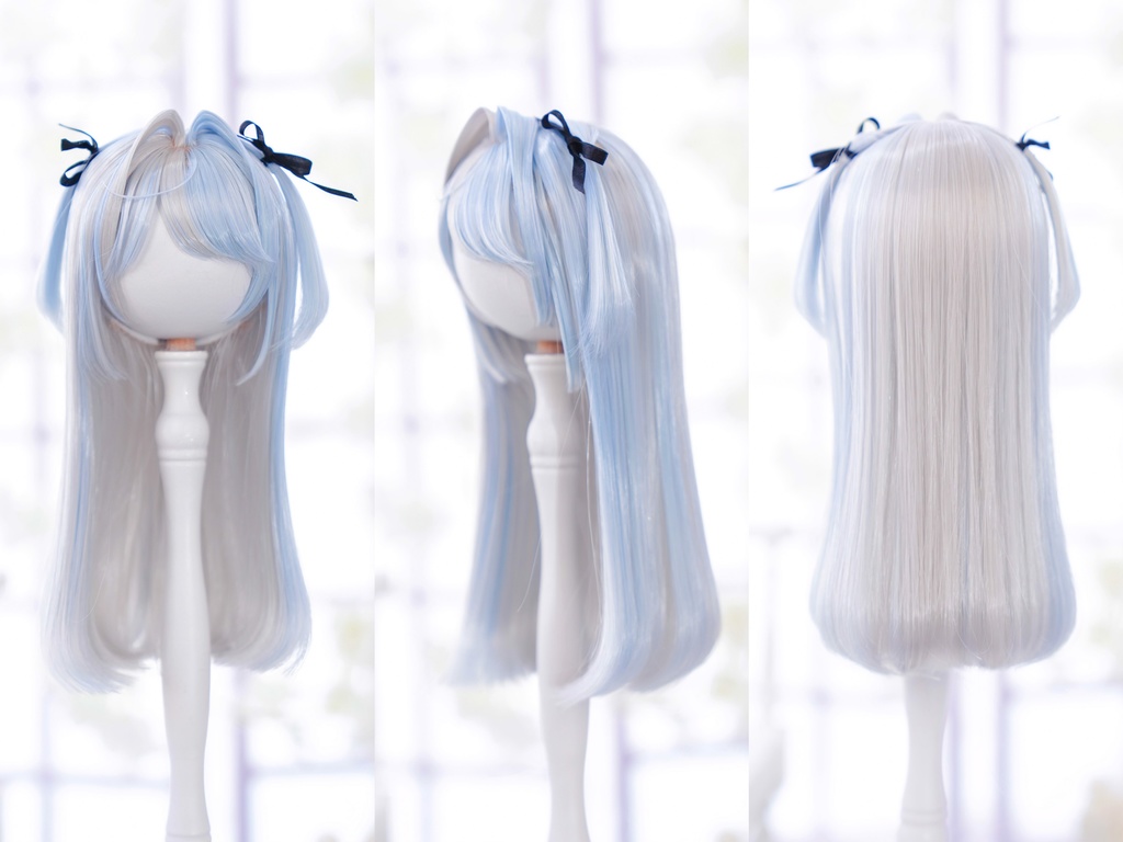 (9月通販会)【8-9inch 造形ウィッグ】「ツートーン斜めバングハーフツイン」