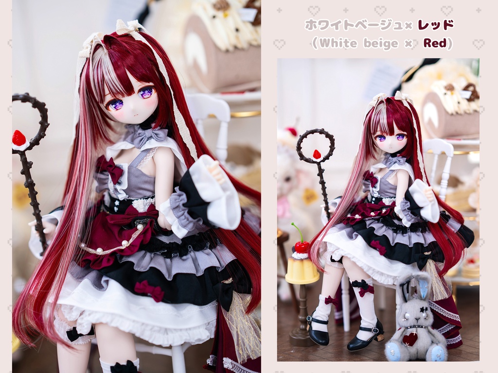 *受注* (12月通販会)【8-9inch 造形ウィッグ】「アホ毛ツートーンハーフツインロング+」