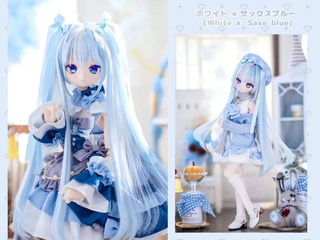 *受注* (12月通販会)【8-9inch 造形ウィッグ】「アホ毛ツートーンハーフツインロング+」