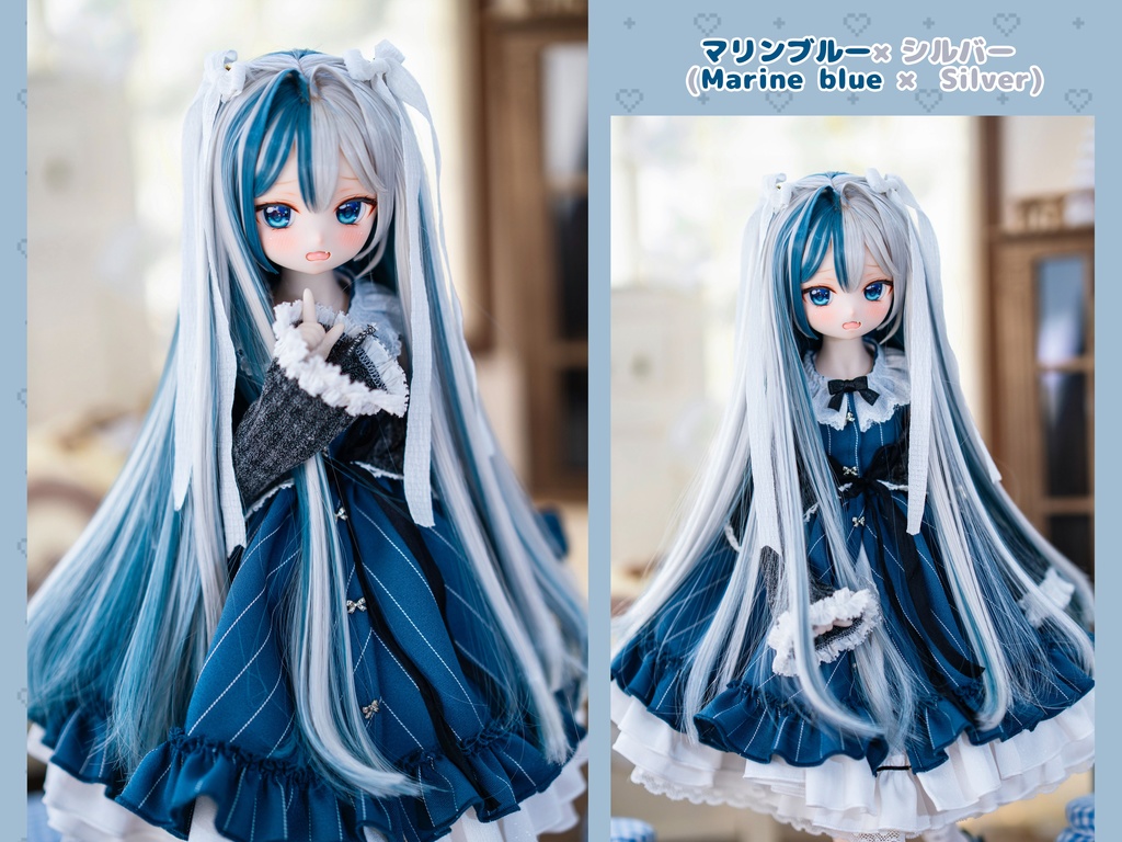 *受注* (12月通販会)【8-9inch 造形ウィッグ】「アホ毛ツートーンハーフツインロング+」