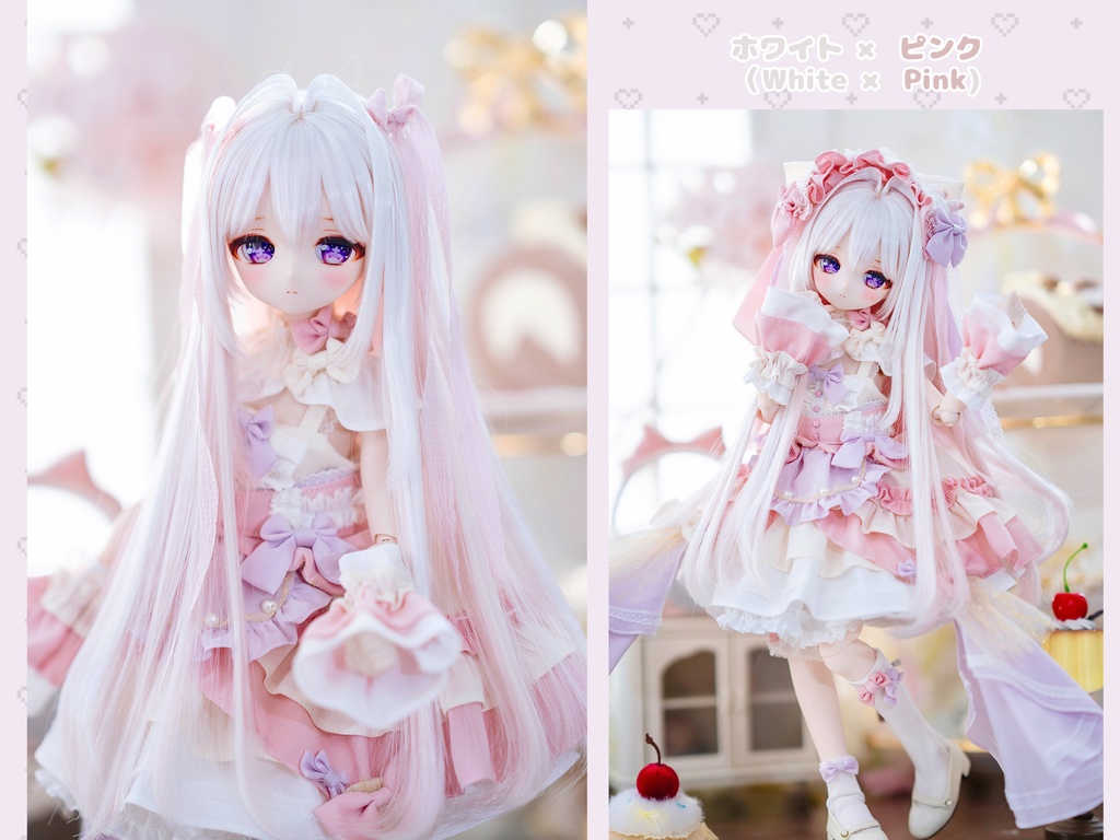 *受注* (12月通販会)【8-9inch 造形ウィッグ】「インナーカラーハーフツインロング+」