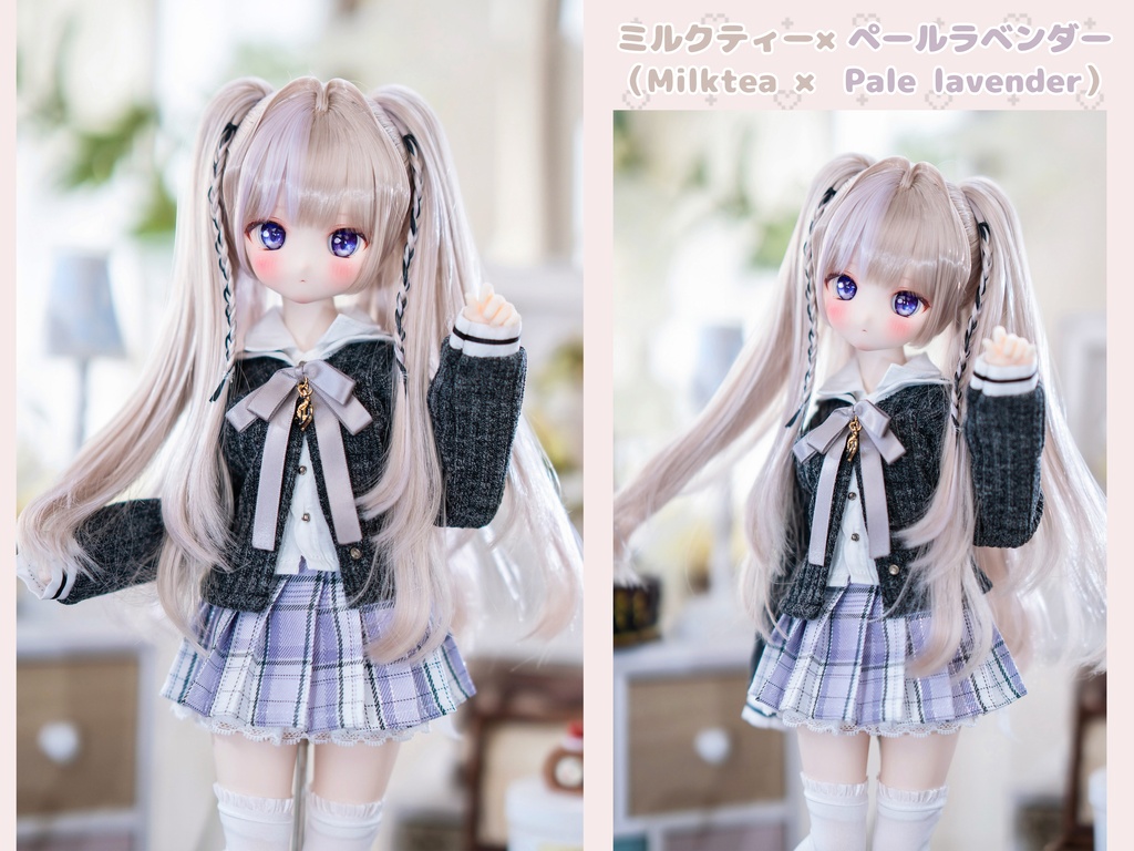 *受注*(9月通販会)【8-9inch 造形ウィッグ】「リボン三つ編み入りインテークツイン」