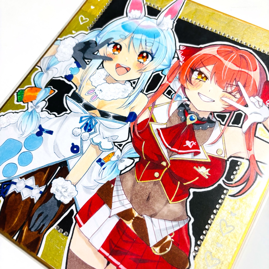 【C106/ホロクル10th】ぺこマリ 一点物中色紙