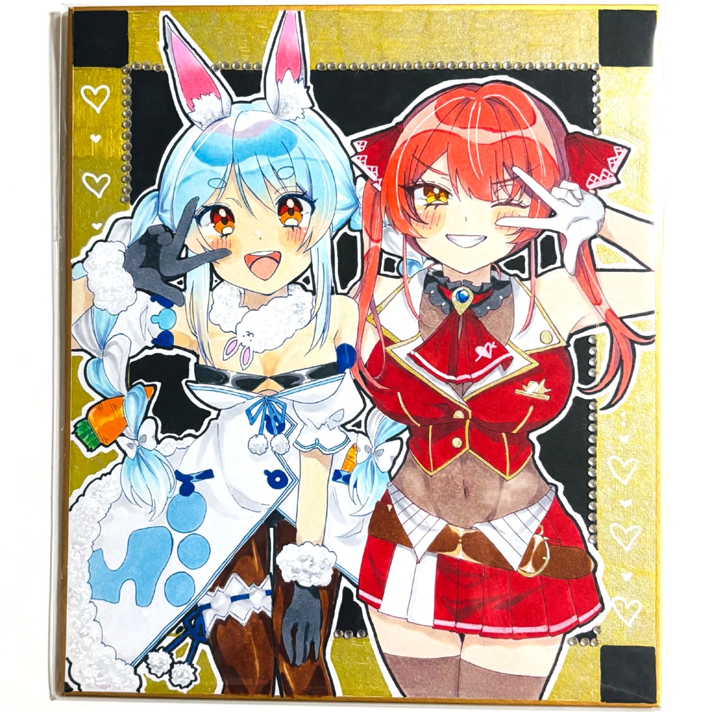【C106/ホロクル10th】ぺこマリ 一点物中色紙 