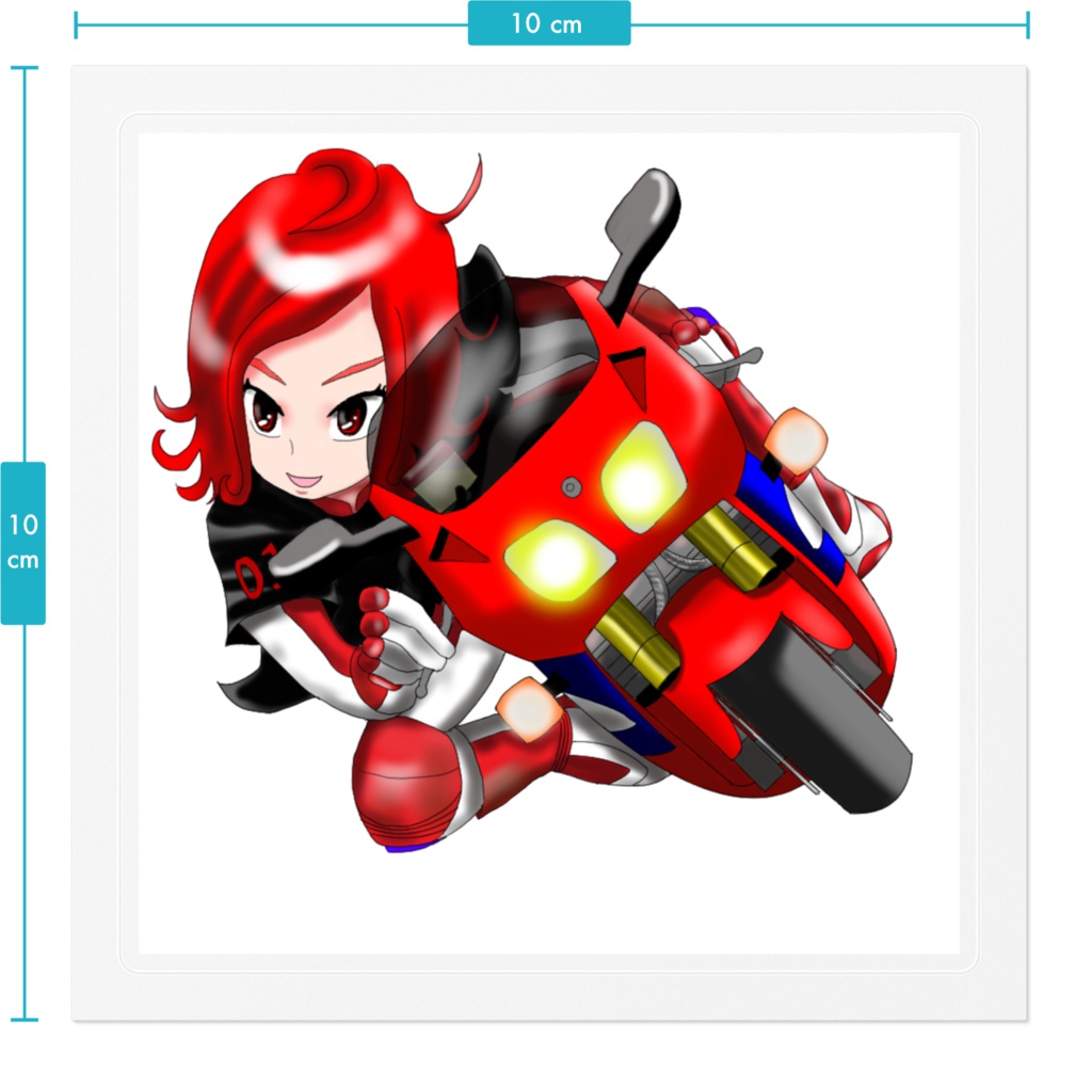 走り屋系バイク女子赤色のつばさステッカー