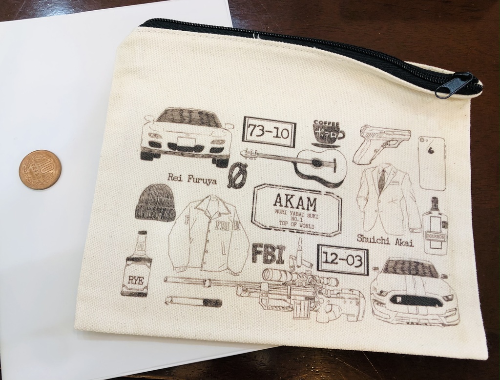 名探偵コナン 赤安 キャンバスフラットポーチ