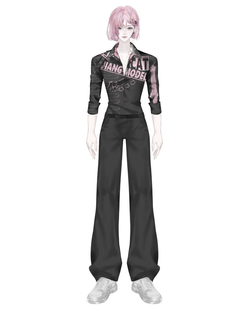 【汎用モデル】クール系女性アバター 運動風 Live2Dモデル VTubeStudio対応 / 商用利用可 Premade Vtuber Avatar Female Premade Model | Pink Hair | Casual Outfit | Ready to use | Vtube Studio | Live2d Model | Vtuber Design