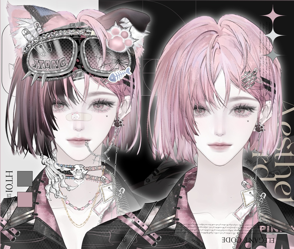 【汎用モデル】クール系女性アバター 運動風 Live2Dモデル VTubeStudio対応 / 商用利用可 Premade Vtuber Avatar Female Premade Model | Pink Hair | Casual Outfit  | Ready to use | Vtube Studio | Live2d Model | Vtuber Design