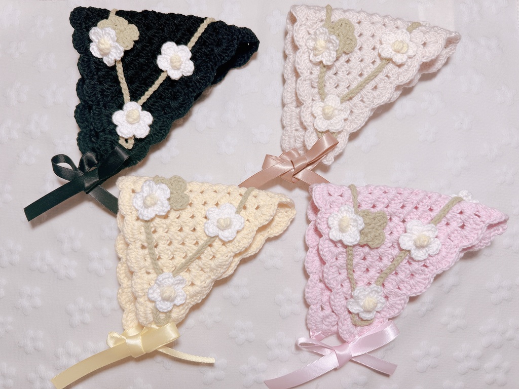 【knit】お花バブーシュカ/ぬいぐるみ用