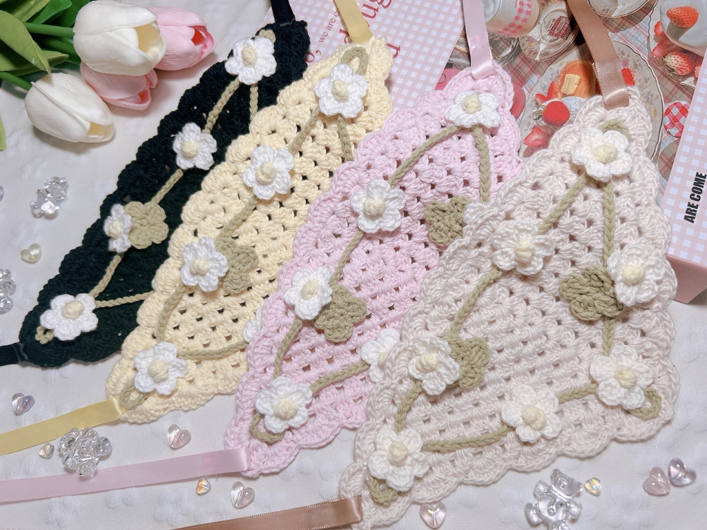 【knit】お花バブーシュカ／ぬいぐるみ用