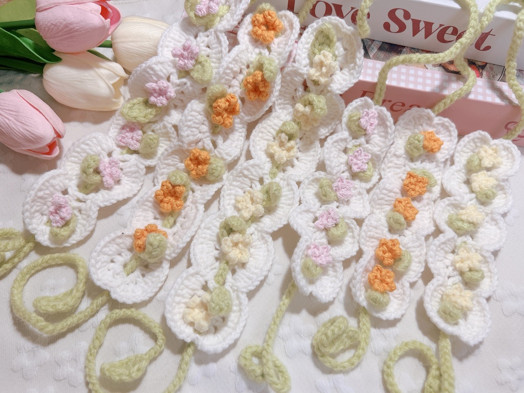 【knit】お花のヘッドドレス／ぬいぐるみ用