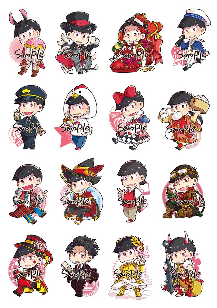 【再版】衣装シール推し松セット(各キャラ16衣装×2)