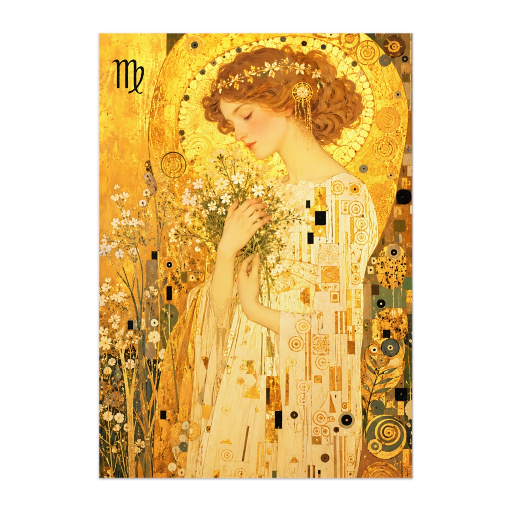 【アートポスター】乙女座の黄金郷 “Virgo Gold” |クリムト風 星座インテリアアート