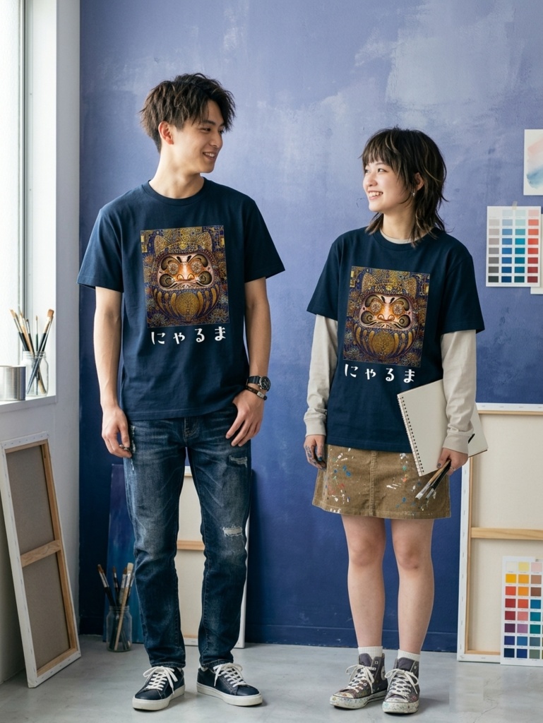にゃるま GOLDEN NEO JAPONISME モダンアート「猫耳ダルマと生命の樹」