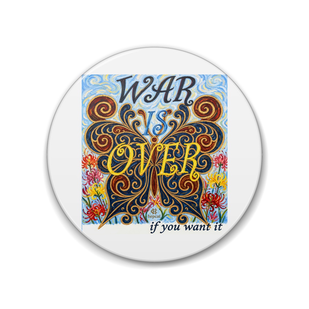 WAR IS OVER 蝶 彼岸花 油絵風 厚塗り イラスト