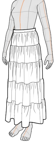 ティアードスカートのシワ参考用3Dモデル 無料サンプル