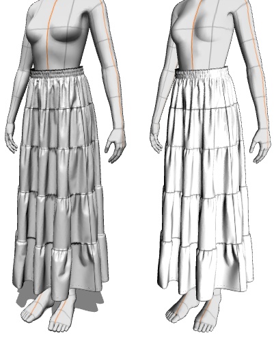 ティアードスカートのシワ参考用3Dモデル 無料サンプル