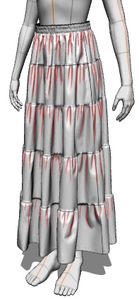 ティアードスカートのシワ参考用3Dモデル 無料サンプル