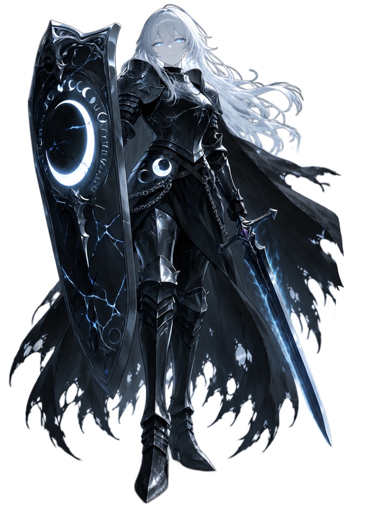 【立ち絵素材】漆黒の女騎士|ダークファンタジー・TRPG・ゲーム・創作向け