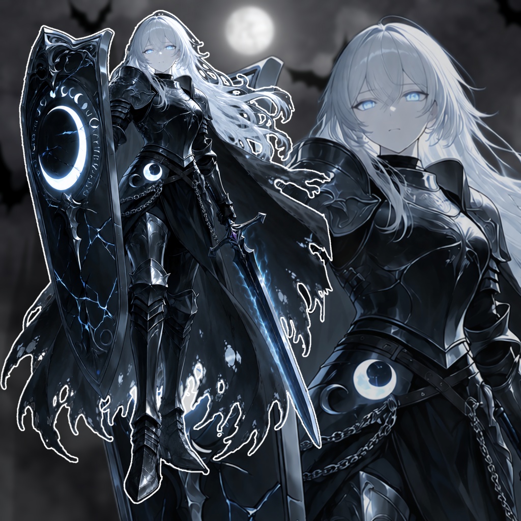 【立ち絵素材】漆黒の女騎士｜ダークファンタジー・TRPG・ゲーム・創作向け