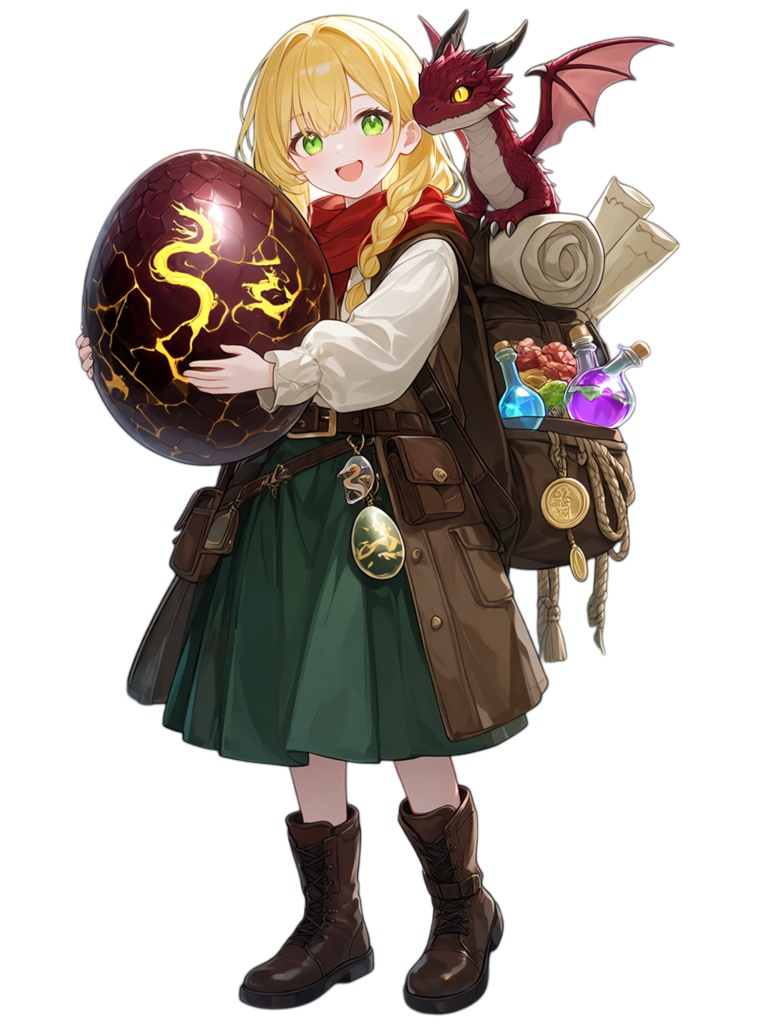 【TRPG立ち絵素材】竜卵を抱く少女|ドラゴンテイマー・冒険者