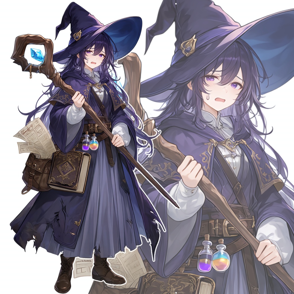 【TRPG立ち絵】魔女・魔法使い|紫髪ファンタジー女性キャラ
