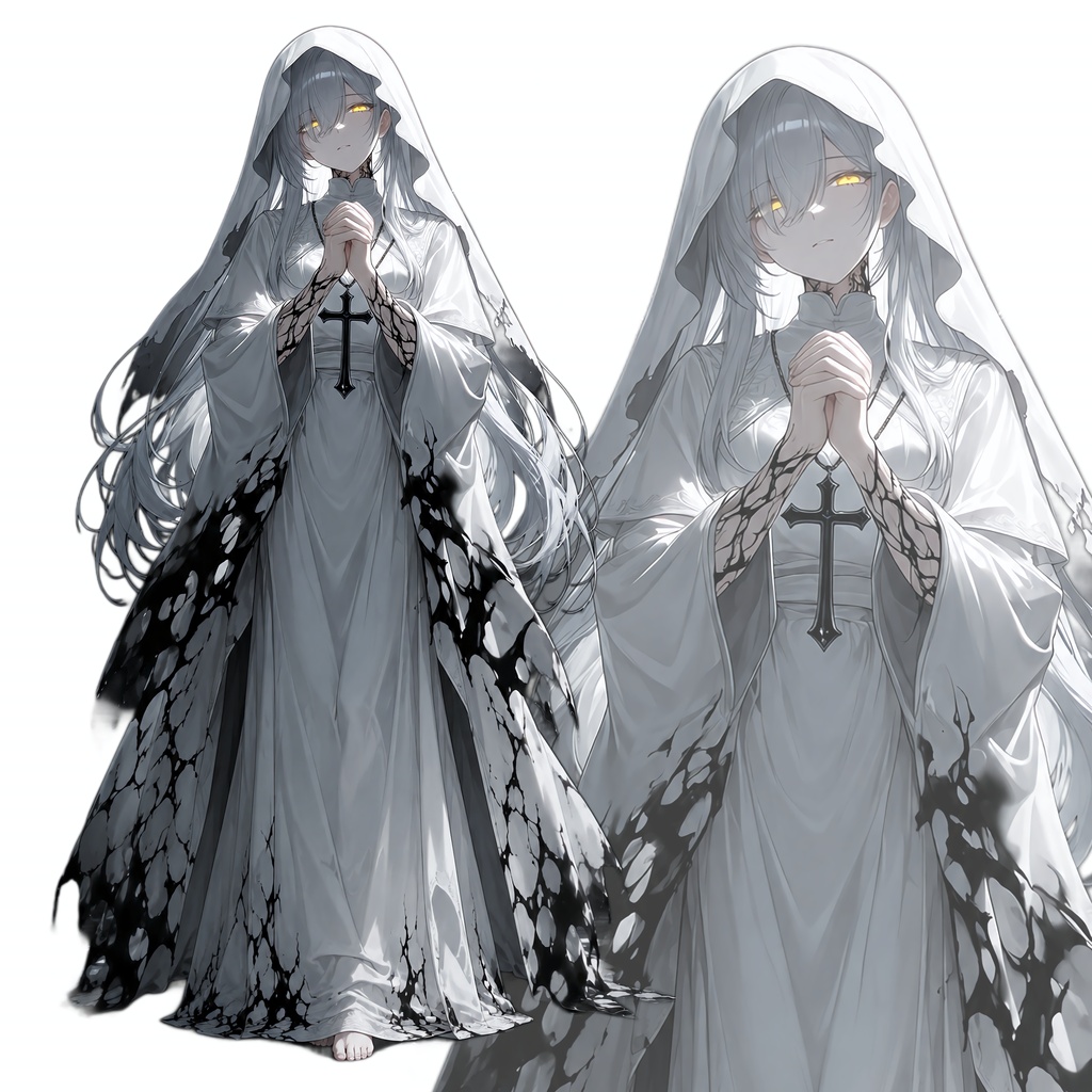 【呪われた聖女】ダークファンタジー立ち絵素材|TRPG・ゲーム・創作向け|背景透過PNG