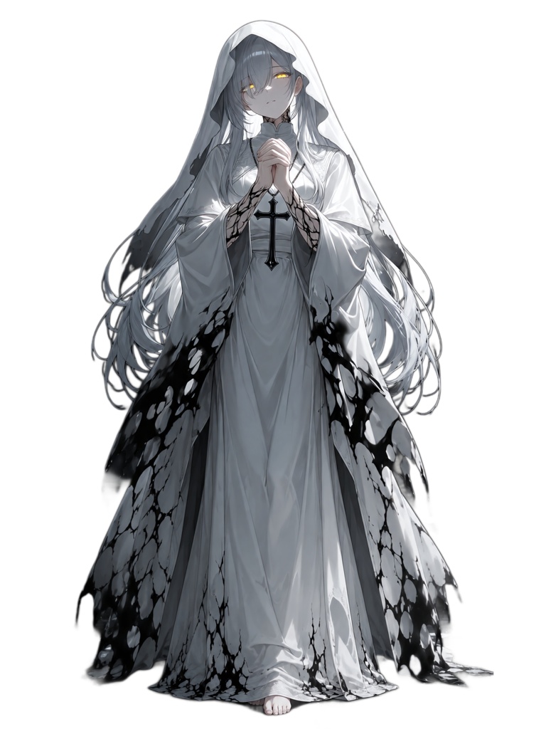 【呪われた聖女】ダークファンタジー立ち絵素材｜TRPG・ゲーム・創作向け｜背景透過PNG