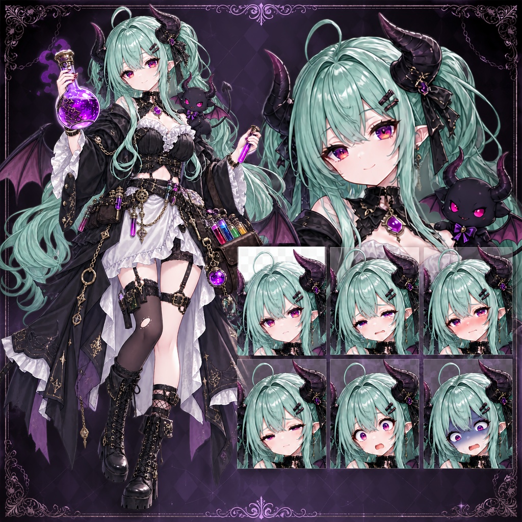 【TRPG立ち絵】魔界の薬屋・悪魔少女｜ゴシック×ダークファンタジー