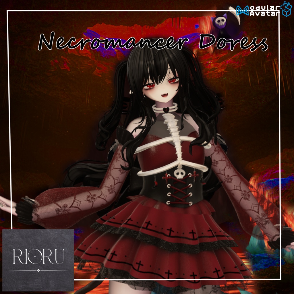 【8アバター対応】Necromancer Doress【MA対応】ペットギミック付き
