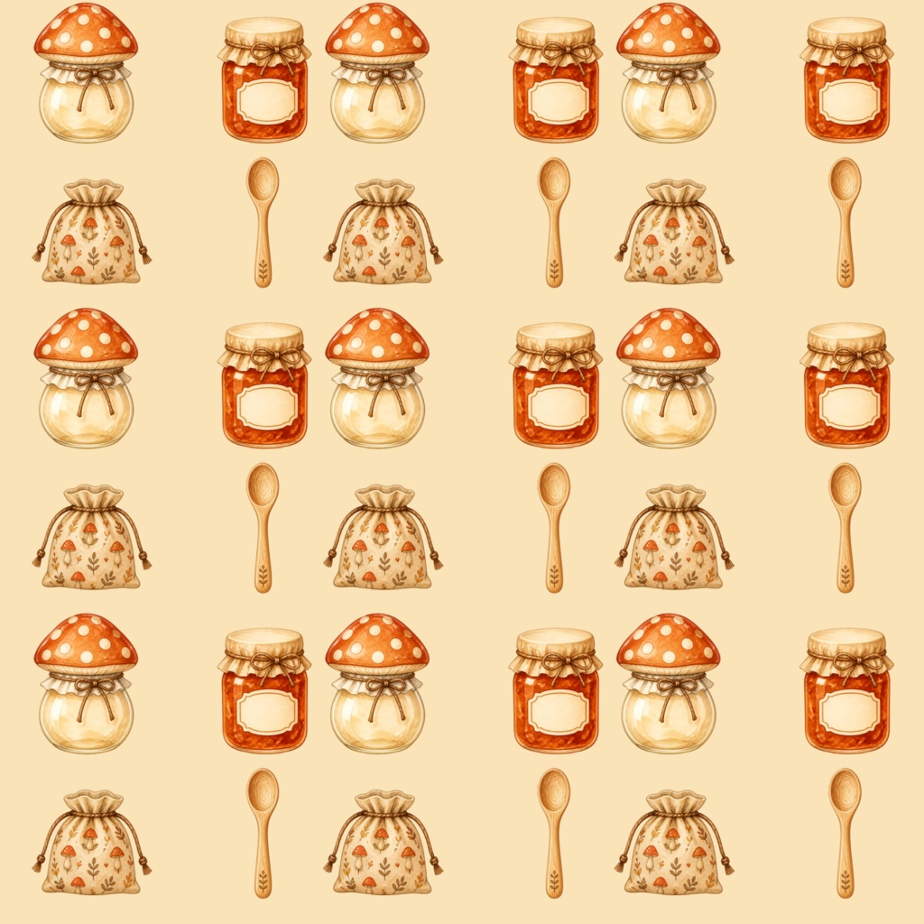 どんぐり郵便と秋の手仕事|水彩パターン素材セット🍄