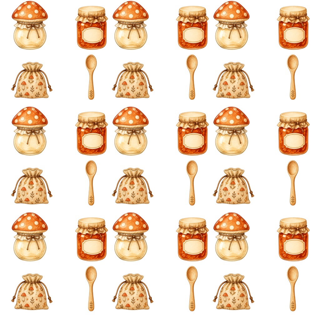 どんぐり郵便と秋の手仕事|水彩パターン素材セット🍄
