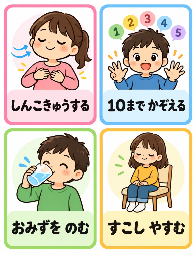 【療育・発達支援・視覚支援】きもちをととのえる絵カード40枚|おちつき方・気持ちの切り替え・コミュニケーション支援 PDF