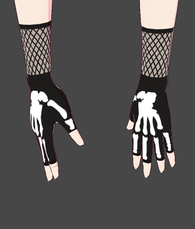 VRoid - Skeleton Gloves & Mesh Arm Accessories - VRoid Custom Items & VRoid Textures - Mix & Match