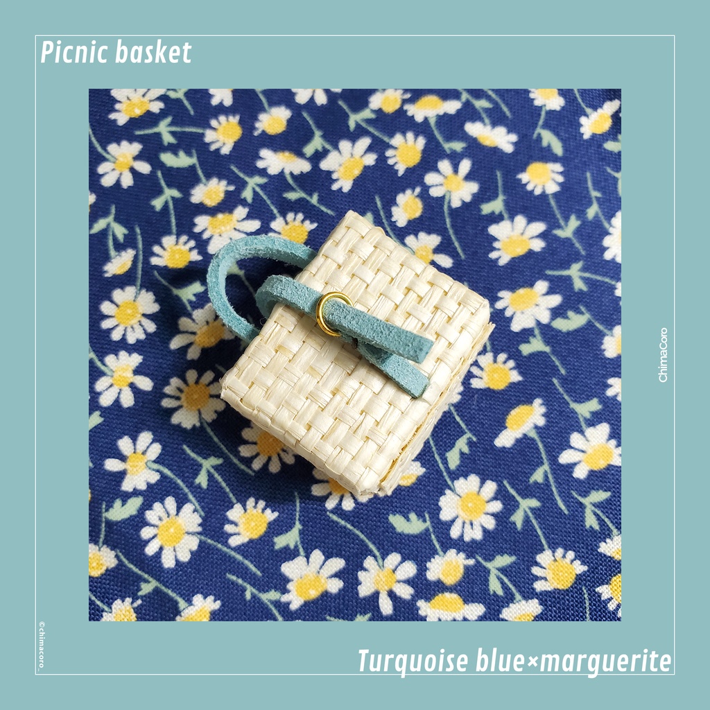 ピクニックバスケット【ナチュラル】/10~12㎝ぬい・オビツ向け【金具:ゴールド】