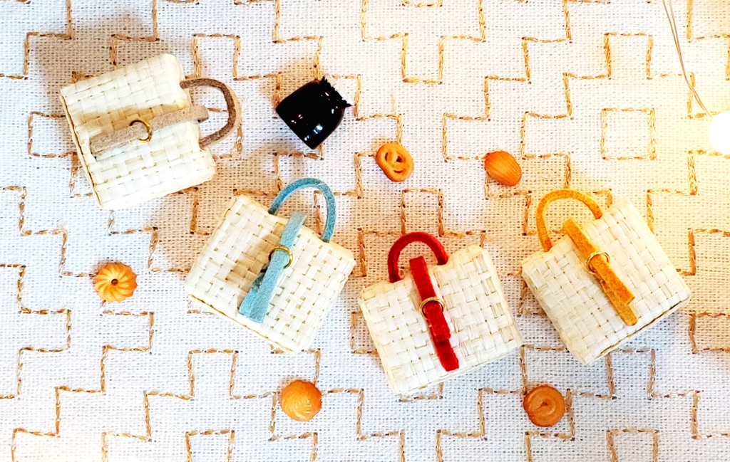 ピクニックバスケット【ナチュラル】/10~12㎝ぬい・オビツ向け【金具:ゴールド】
