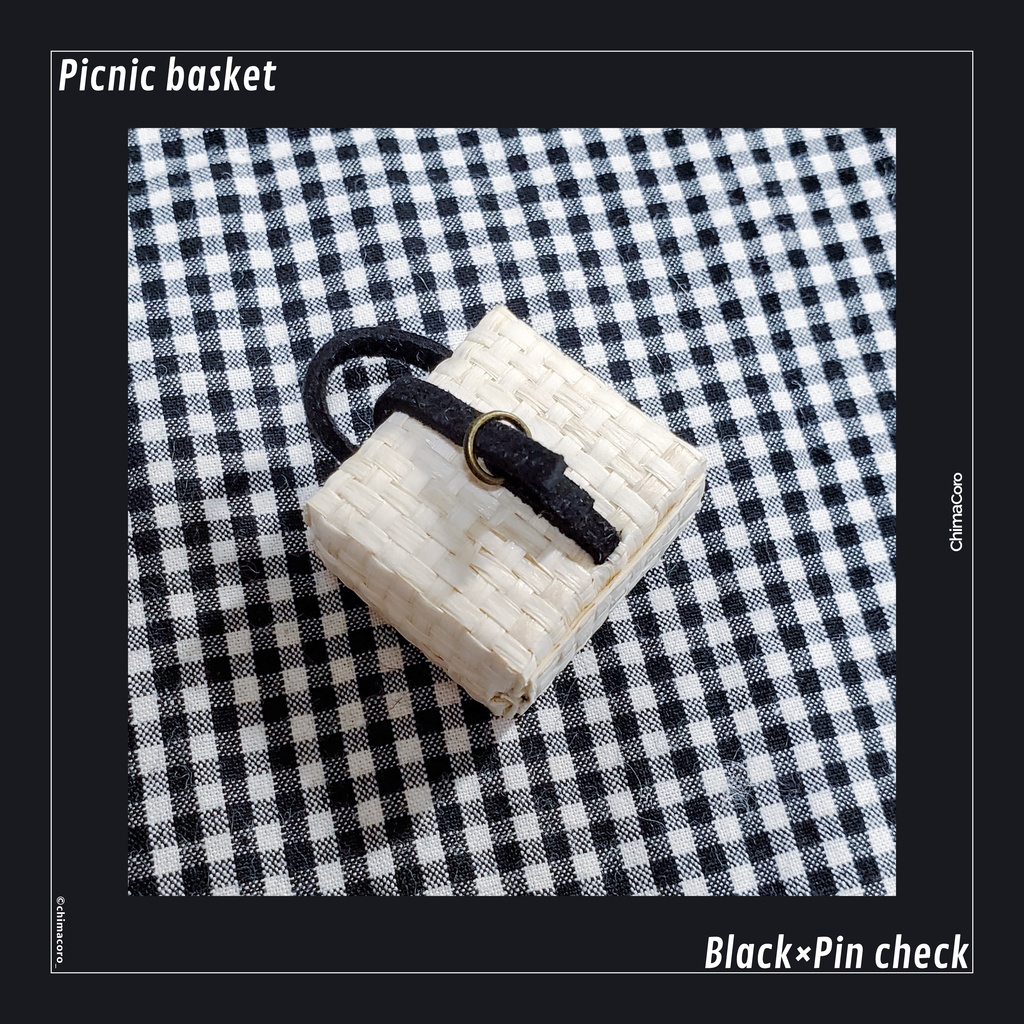 ピクニックバスケット【ナチュラル】/10~12㎝ぬい・オビツ向け【金具:アンティークゴールド】