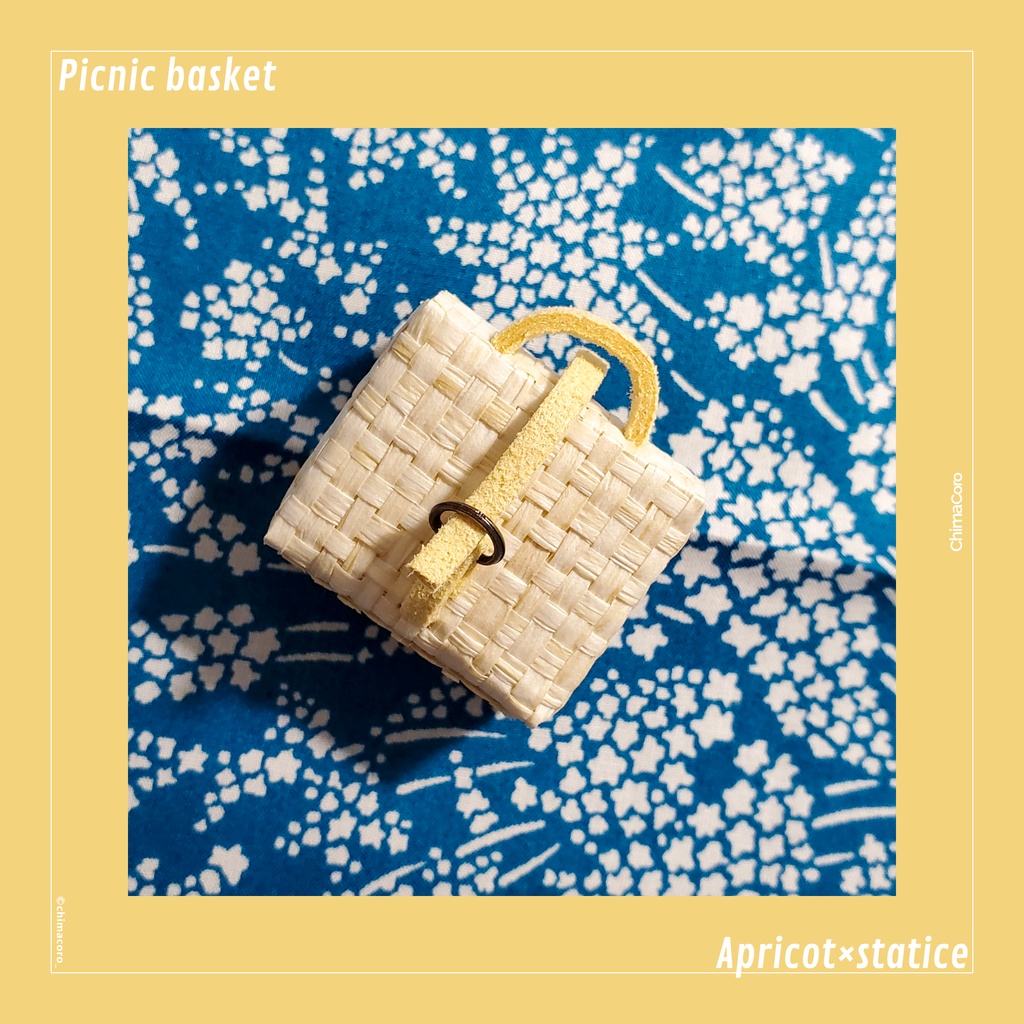 ピクニックバスケット【ナチュラル】/10~12㎝ぬい・オビツ向け【金具:アンティークゴールド】