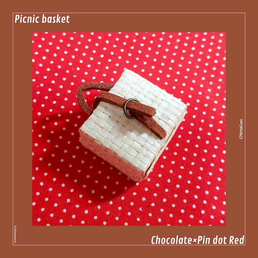 ピクニックバスケット【ナチュラル】/10~12㎝ぬい・オビツ向け【金具:アンティークゴールド】