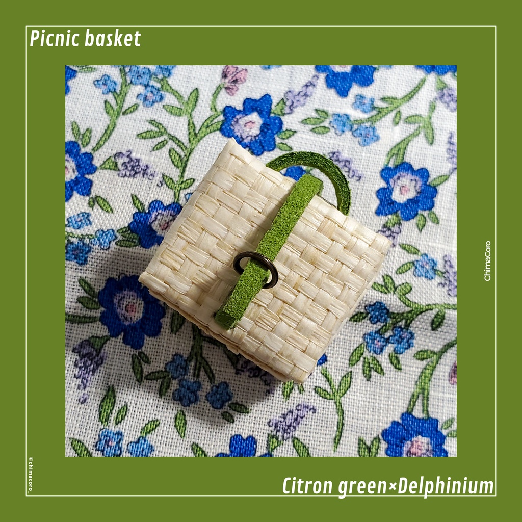 ピクニックバスケット【ナチュラル】/10~12㎝ぬい・オビツ向け【金具:アンティークゴールド】