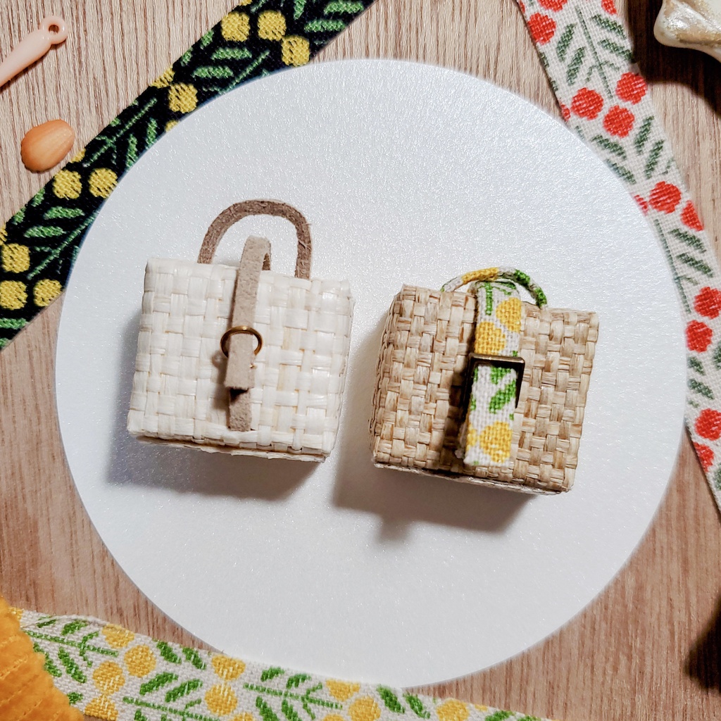 NEW|ピクニックバスケット【ビスケット】/10~12㎝ぬい・オビツ向け【金具:アンティークゴールド】